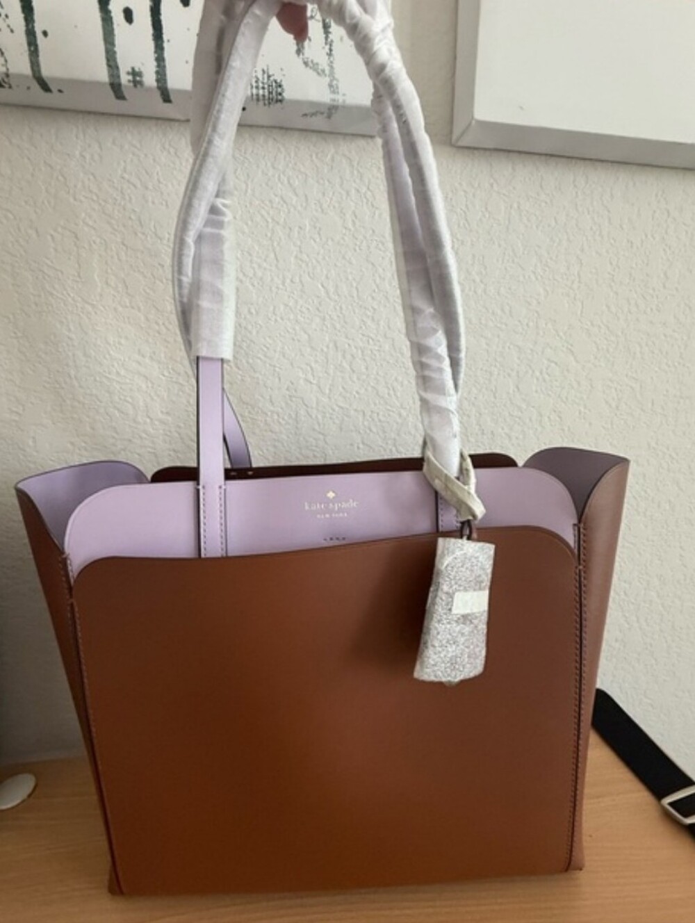 kate spade Brown and Lilac Two-Tone Leather Tote